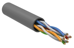 Кабель витая пара U/UTP кат.5e 4х2х0,52 PVC серый (РБ)